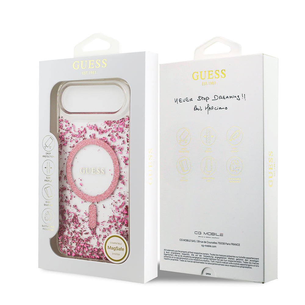 iPhone 17 Air Kılıf Guess Orjinal Lisanslı M-safe Şarj Özellikli Transparan Resin Bottom Kapak