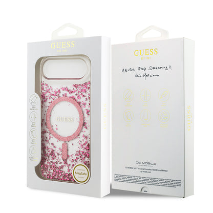 iPhone 17 Air Kılıf Guess Orjinal Lisanslı M-safe Şarj Özellikli Transparan Resin Bottom Kapak