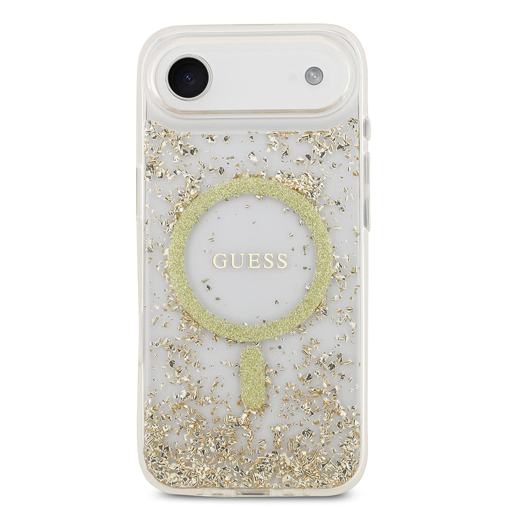 iPhone 17 Air Kılıf Guess Orjinal Lisanslı M-safe Şarj Özellikli Transparan Resin Bottom Kapak