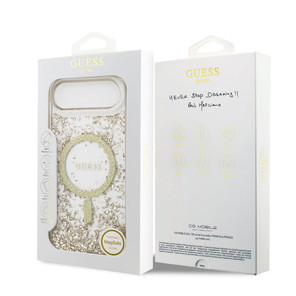 iPhone 17 Air Kılıf Guess Orjinal Lisanslı M-safe Şarj Özellikli Transparan Resin Bottom Kapak