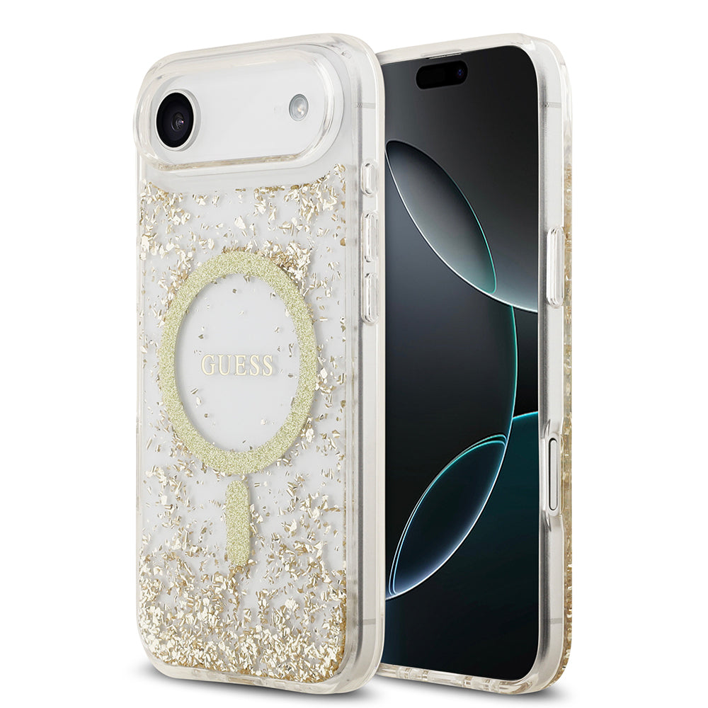 iPhone 17 Air Kılıf Guess Orjinal Lisanslı M-safe Şarj Özellikli Transparan Resin Bottom Kapak