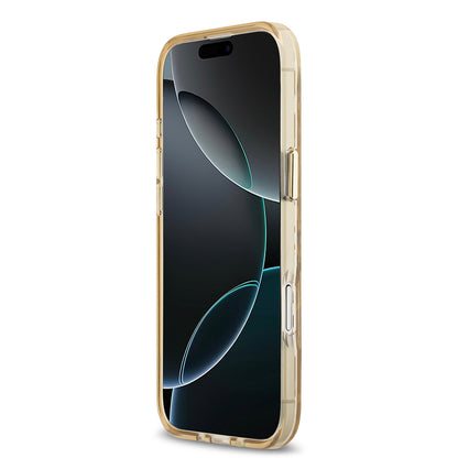 iPhone 17 Air Kılıf Guess Orjinal Lisanslı M-safe Şarj Özellikli Üçgen Logolu Simli Leopar Desenli Kapak