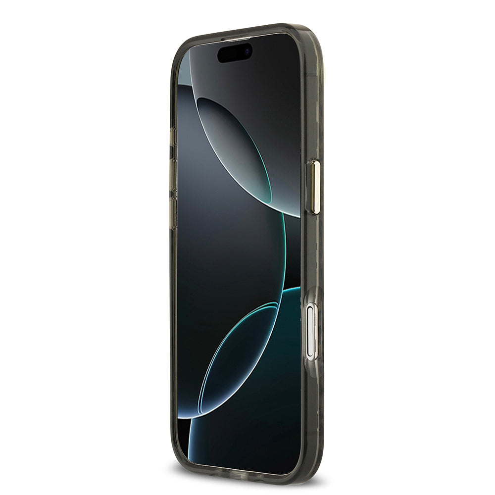iPhone 17 Air Kılıf Guess Orjinal Lisanslı M-safe Şarj Özellikli Üçgen Logolu Simli Leopar Desenli Kapak