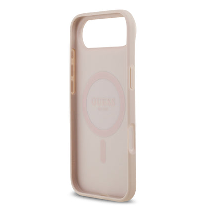 iPhone 17 Air Kılıf Guess Orjinal Lisanslı M-safe Şarj Özellikli Yazı Logolu Circle Classic Kapak
