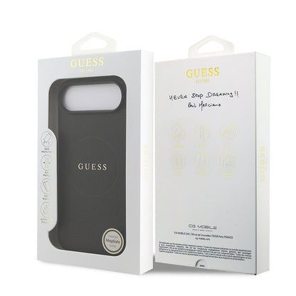 iPhone 17 Air Kılıf Guess Orjinal Lisanslı M-safe Şarj Özellikli Yazı Logolu PU Deri Kapak