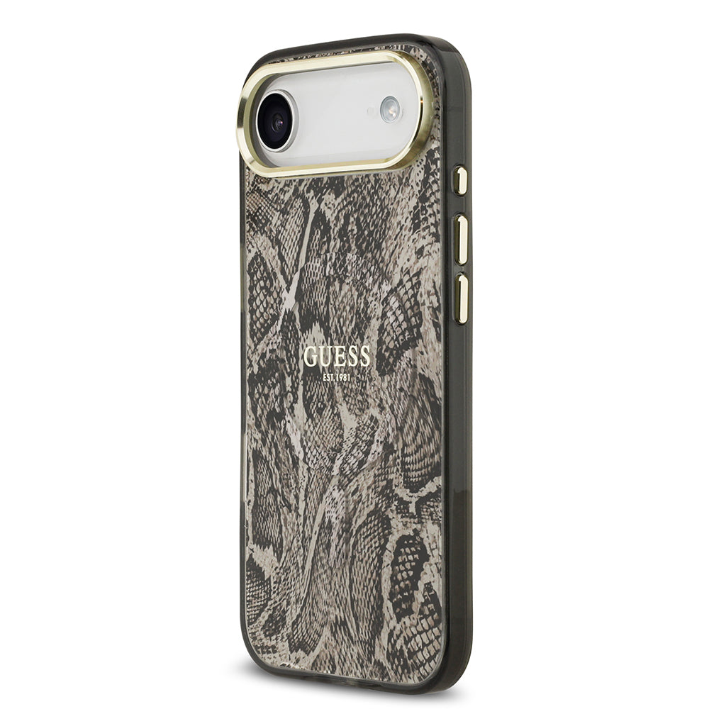 iPhone 17 Air Kılıf Guess Orjinal Lisanslı M-safe Şarj Özellikli Yazı Logolu Python Desenli Kapak