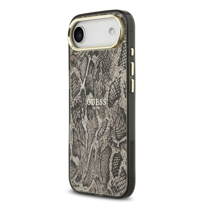 iPhone 17 Air Kılıf Guess Orjinal Lisanslı M-safe Şarj Özellikli Yazı Logolu Python Desenli Kapak