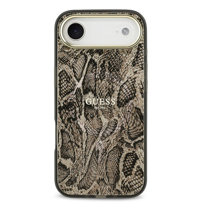 iPhone 17 Air Kılıf Guess Orjinal Lisanslı M-safe Şarj Özellikli Yazı Logolu Python Desenli Kapak