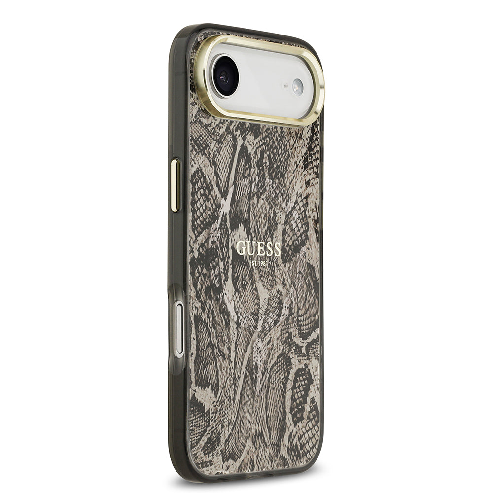 iPhone 17 Air Kılıf Guess Orjinal Lisanslı M-safe Şarj Özellikli Yazı Logolu Python Desenli Kapak