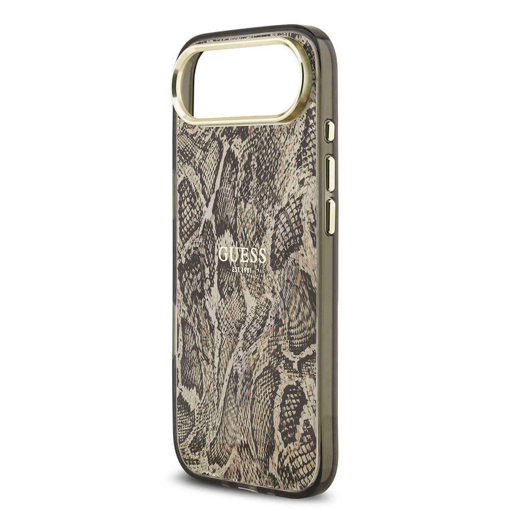 iPhone 17 Air Kılıf Guess Orjinal Lisanslı M-safe Şarj Özellikli Yazı Logolu Python Desenli Kapak