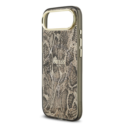 iPhone 17 Air Kılıf Guess Orjinal Lisanslı M-safe Şarj Özellikli Yazı Logolu Python Desenli Kapak