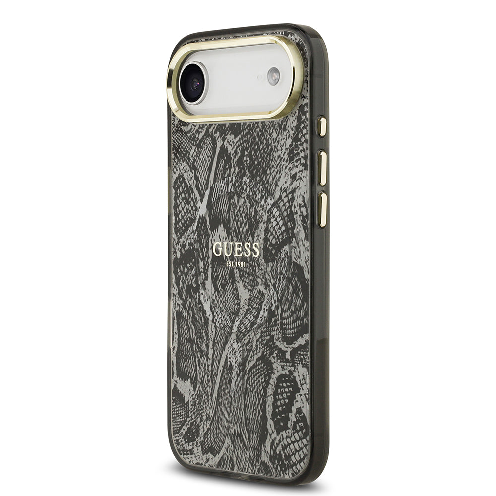 iPhone 17 Air Kılıf Guess Orjinal Lisanslı M-safe Şarj Özellikli Yazı Logolu Python Desenli Kapak