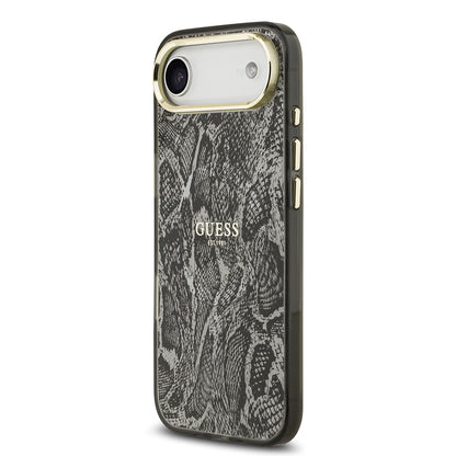 iPhone 17 Air Kılıf Guess Orjinal Lisanslı M-safe Şarj Özellikli Yazı Logolu Python Desenli Kapak