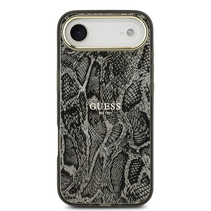 iPhone 17 Air Kılıf Guess Orjinal Lisanslı M-safe Şarj Özellikli Yazı Logolu Python Desenli Kapak