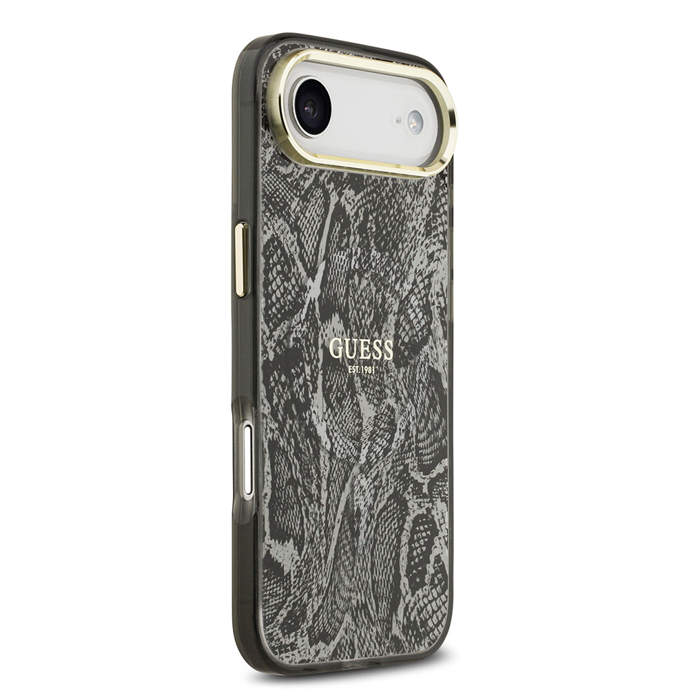 iPhone 17 Air Kılıf Guess Orjinal Lisanslı M-safe Şarj Özellikli Yazı Logolu Python Desenli Kapak