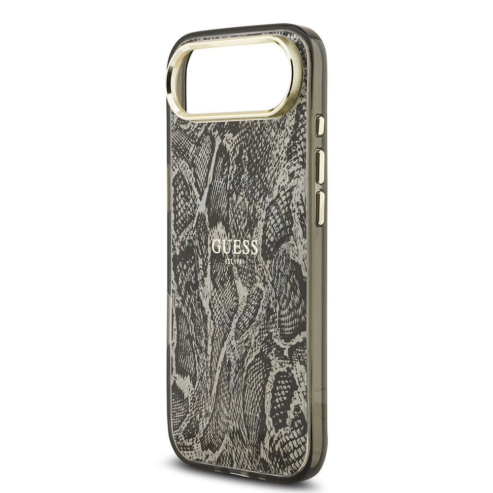 iPhone 17 Air Kılıf Guess Orjinal Lisanslı M-safe Şarj Özellikli Yazı Logolu Python Desenli Kapak