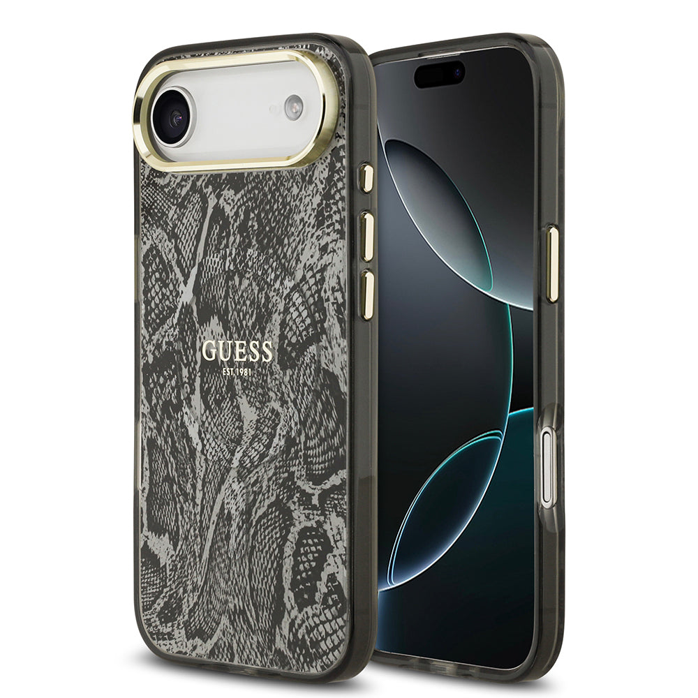 iPhone 17 Air Kılıf Guess Orjinal Lisanslı M-safe Şarj Özellikli Yazı Logolu Python Desenli Kapak