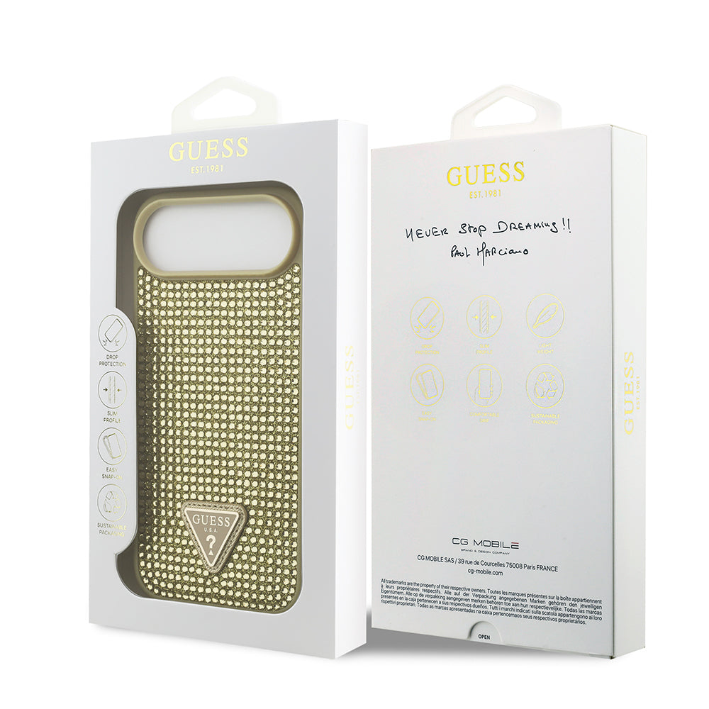iPhone 17 Air Kılıf Guess Orjinal Lisanslı Taşlı Arka Yüzey Üçgen Logolu Kapak