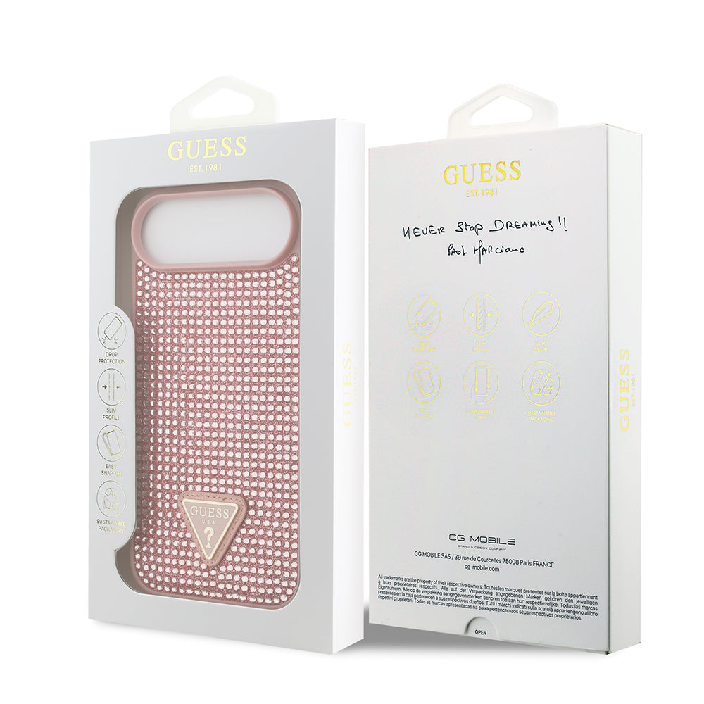iPhone 17 Air Kılıf Guess Orjinal Lisanslı Taşlı Arka Yüzey Üçgen Logolu Kapak