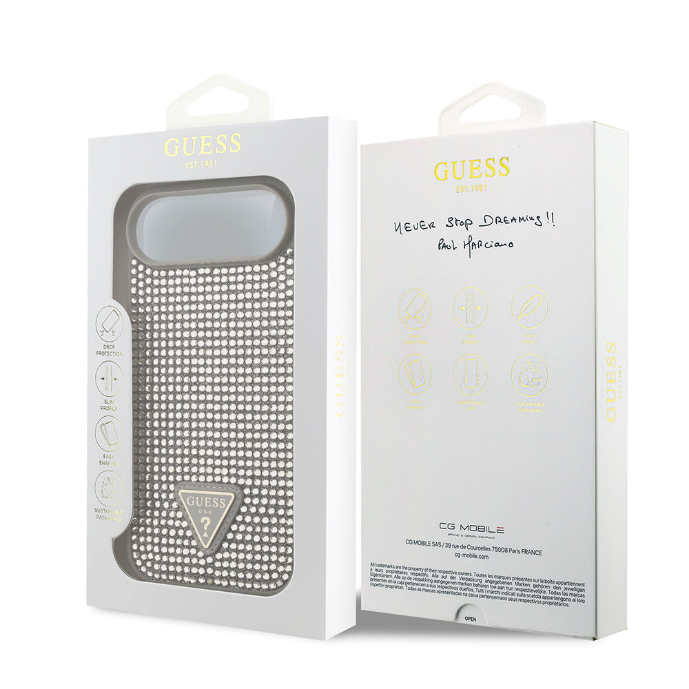 iPhone 17 Air Kılıf Guess Orjinal Lisanslı Taşlı Arka Yüzey Üçgen Logolu Kapak