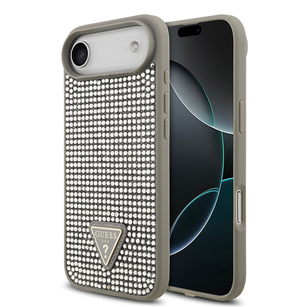 iPhone 17 Air Kılıf Guess Orjinal Lisanslı Taşlı Arka Yüzey Üçgen Logolu Kapak