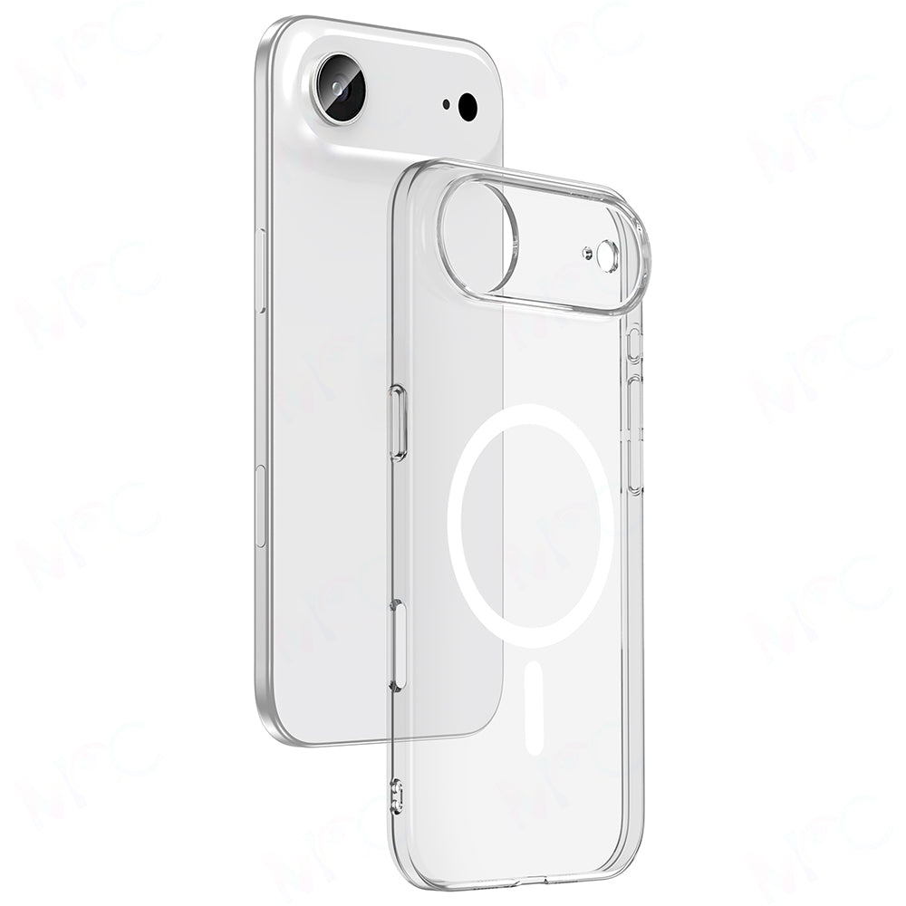 Apple iPhone 17 Air Kılıf IC Çipli M-Safe Şarj Özellikli Şeffaf Kamera Çerçeveli Zore Toledo Kapak