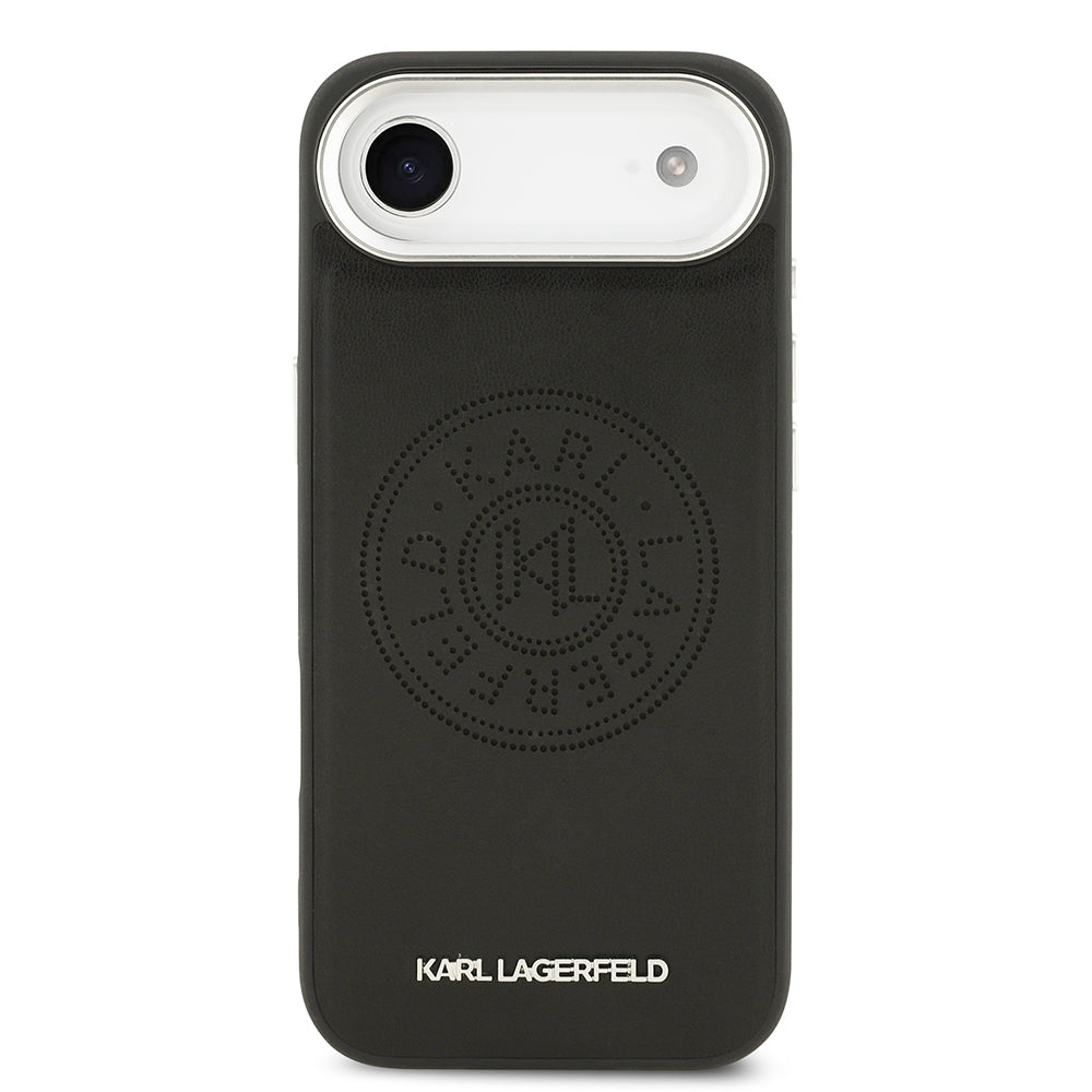 iPhone 17 Air Kılıf Karl Lagerfeld Orjinal Lisanslı M-safe Şarj Özellikli Delikli Tasarım Metal Logolu PU Deri Kapak