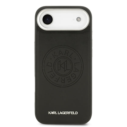 iPhone 17 Air Kılıf Karl Lagerfeld Orjinal Lisanslı M-safe Şarj Özellikli Delikli Tasarım Metal Logolu PU Deri Kapak