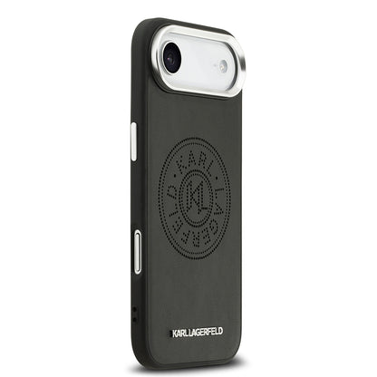 iPhone 17 Air Kılıf Karl Lagerfeld Orjinal Lisanslı M-safe Şarj Özellikli Delikli Tasarım Metal Logolu PU Deri Kapak