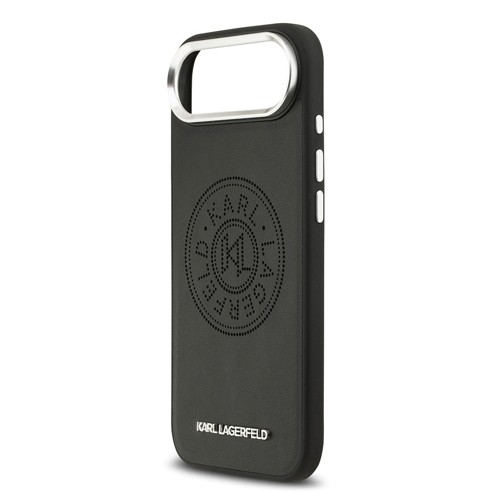 iPhone 17 Air Kılıf Karl Lagerfeld Orjinal Lisanslı M-safe Şarj Özellikli Delikli Tasarım Metal Logolu PU Deri Kapak