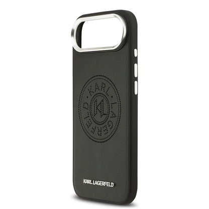 iPhone 17 Air Kılıf Karl Lagerfeld Orjinal Lisanslı M-safe Şarj Özellikli Delikli Tasarım Metal Logolu PU Deri Kapak