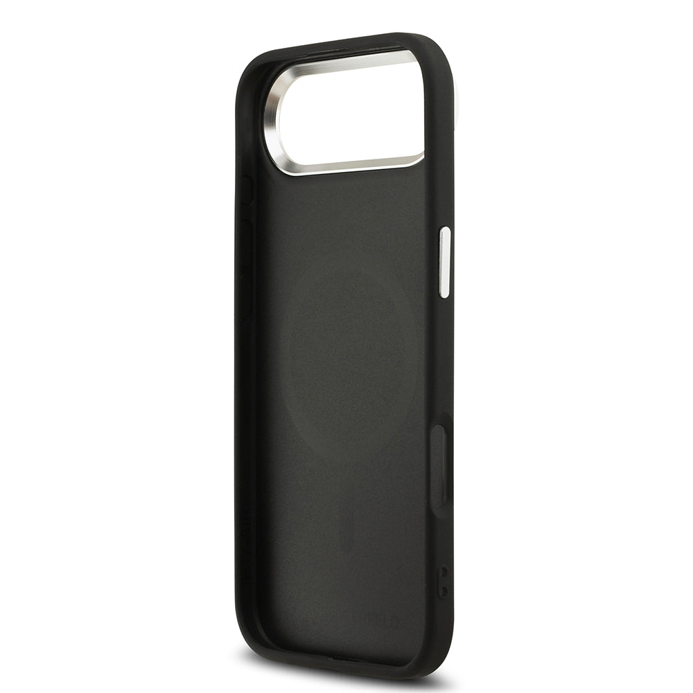 iPhone 17 Air Kılıf Karl Lagerfeld Orjinal Lisanslı M-safe Şarj Özellikli Delikli Tasarım Metal Logolu PU Deri Kapak
