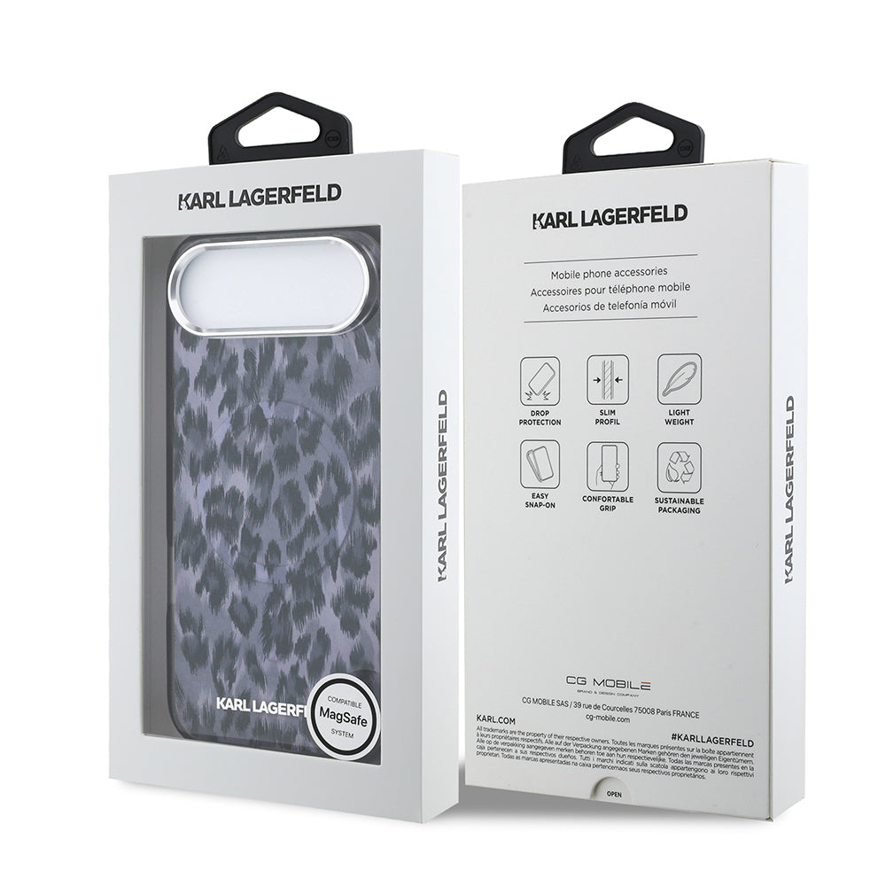 iPhone 17 Air Kılıf Karl Lagerfeld Orjinal Lisanslı M-safe Şarj Özellikli IML Leopar Baskılı Kapak