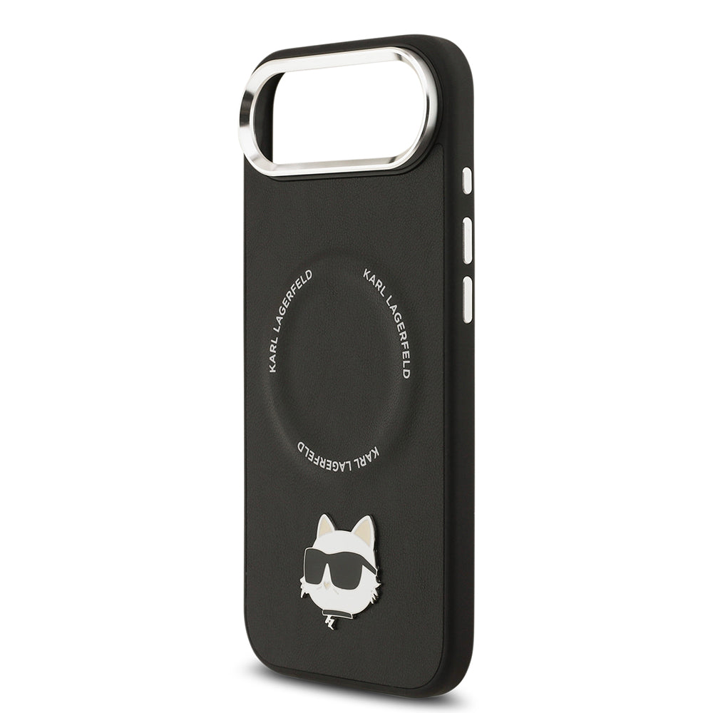 iPhone 17 Air Kılıf Karl Lagerfeld Orjinal Lisanslı M-safe Şarj Özellikli Metal Kamera ve Buton Tasarımlı Choupette PU Deri Kapak