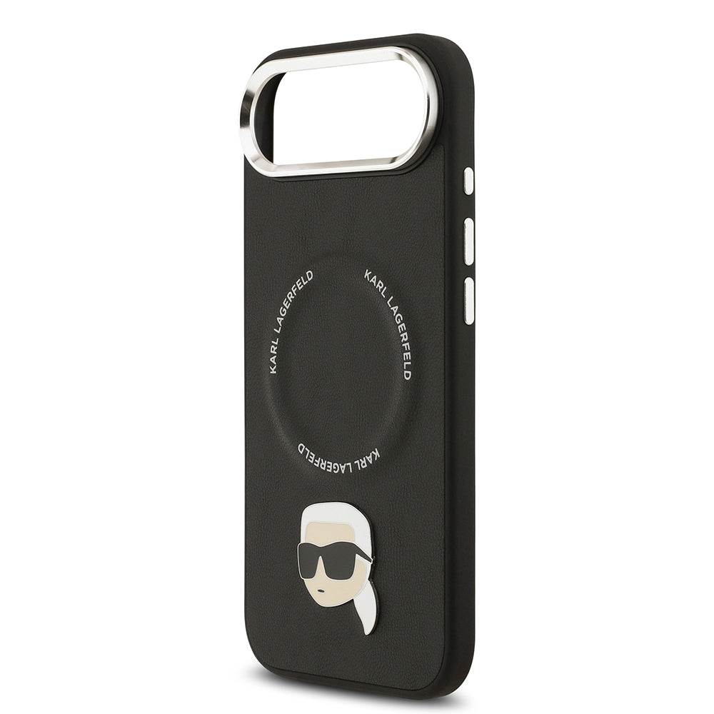 iPhone 17 Air Kılıf Karl Lagerfeld Orjinal Lisanslı M-safe Şarj Özellikli Metal Kamera ve Buton Tasarımlı Karl PU Deri Kapak