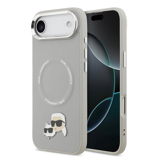 iPhone 17 Air Kılıf Karl Lagerfeld Orjinal Lisanslı M-safe Şarj Özellikli Metal Kamera ve Buton Tasarımlı K&C PU Deri Kapak