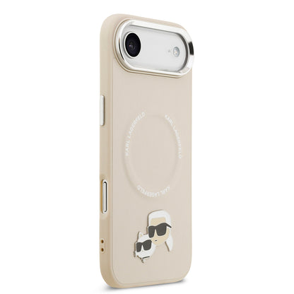 iPhone 17 Air Kılıf Karl Lagerfeld Orjinal Lisanslı M-safe Şarj Özellikli Metal Kamera ve Buton Tasarımlı K&C PU Deri Kapak