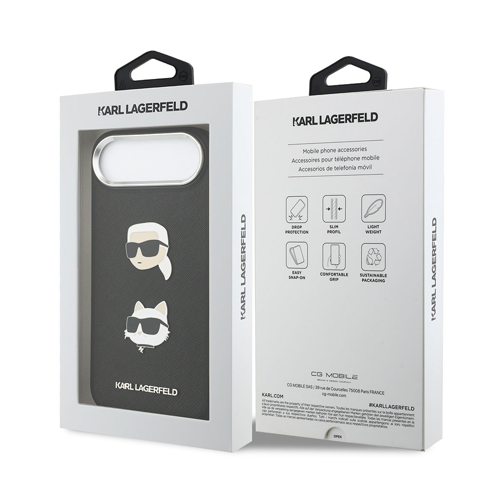 iPhone 17 Air Kılıf Karl Lagerfeld Orjinal Lisanslı Metal Logolu K&C Heads Pin Kapak