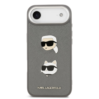 iPhone 17 Air Kılıf Karl Lagerfeld Orjinal Lisanslı Metal Logolu K&C Heads Pin Kapak