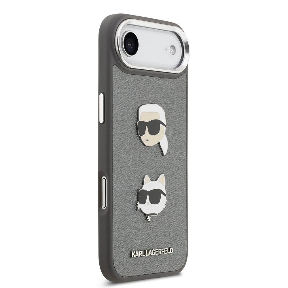 iPhone 17 Air Kılıf Karl Lagerfeld Orjinal Lisanslı Metal Logolu K&C Heads Pin Kapak