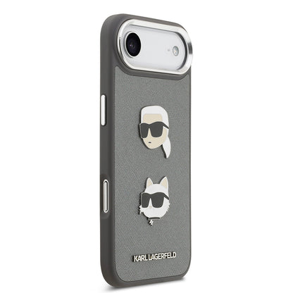 iPhone 17 Air Kılıf Karl Lagerfeld Orjinal Lisanslı Metal Logolu K&C Heads Pin Kapak