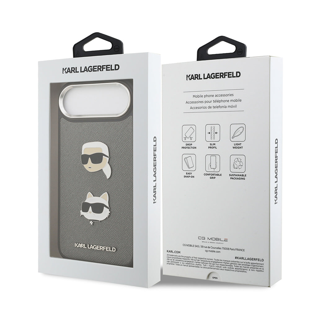 iPhone 17 Air Kılıf Karl Lagerfeld Orjinal Lisanslı Metal Logolu K&C Heads Pin Kapak