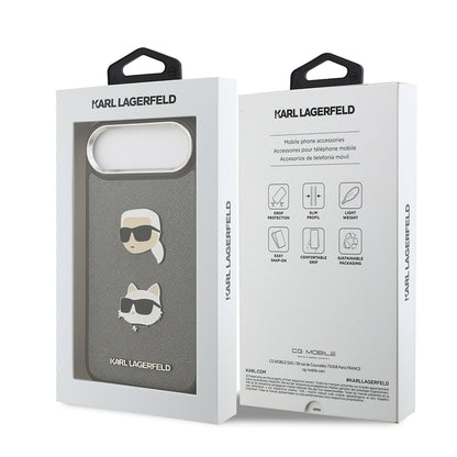 iPhone 17 Air Kılıf Karl Lagerfeld Orjinal Lisanslı Metal Logolu K&C Heads Pin Kapak