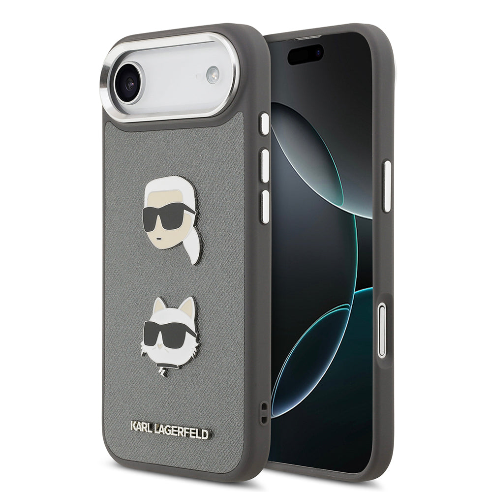 iPhone 17 Air Kılıf Karl Lagerfeld Orjinal Lisanslı Metal Logolu K&C Heads Pin Kapak