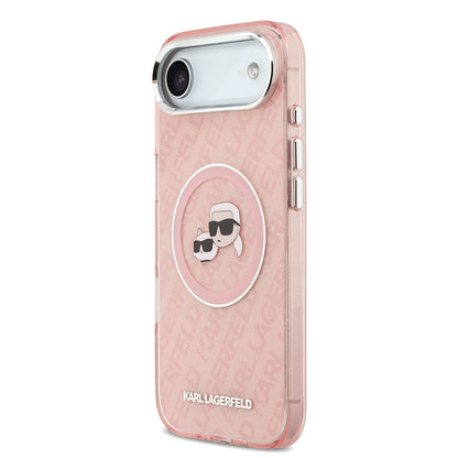 iPhone 17 Air Kılıf Karl Lagerfeld Orjinal Lisanslı Parlayan Simli Karl & Choupette Heads Kapak