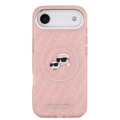 iPhone 17 Air Kılıf Karl Lagerfeld Orjinal Lisanslı Parlayan Simli Karl & Choupette Heads Kapak