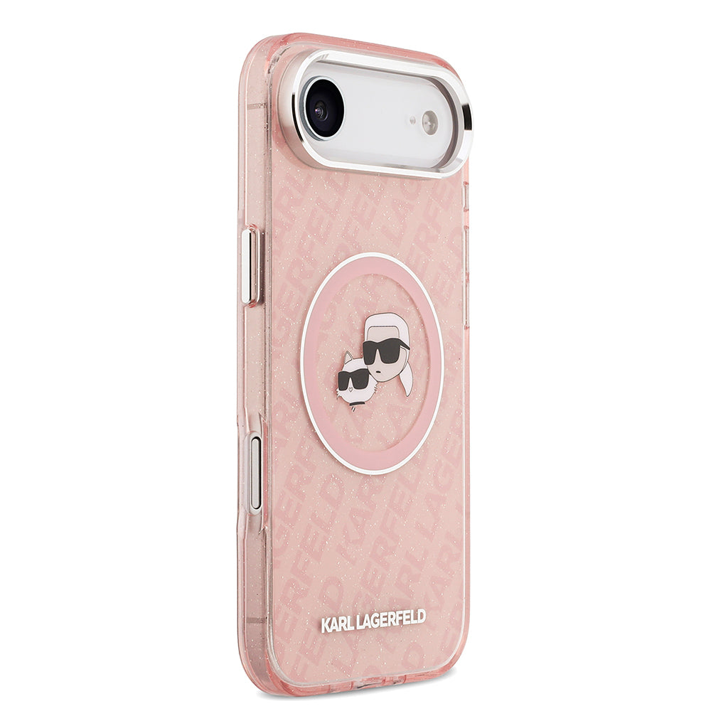 iPhone 17 Air Kılıf Karl Lagerfeld Orjinal Lisanslı Parlayan Simli Karl & Choupette Heads Kapak