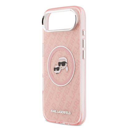 iPhone 17 Air Kılıf Karl Lagerfeld Orjinal Lisanslı Parlayan Simli Karl & Choupette Heads Kapak