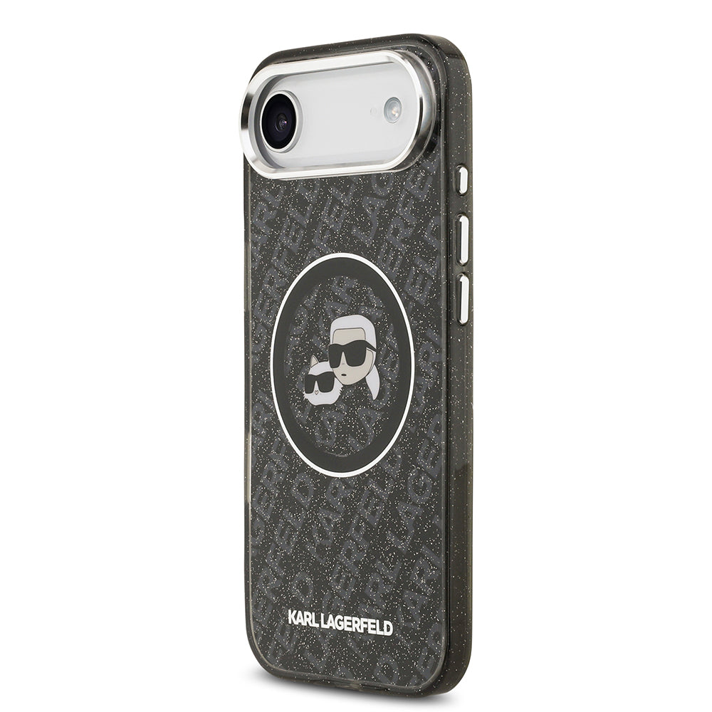 iPhone 17 Air Kılıf Karl Lagerfeld Orjinal Lisanslı Parlayan Simli Karl & Choupette Heads Kapak