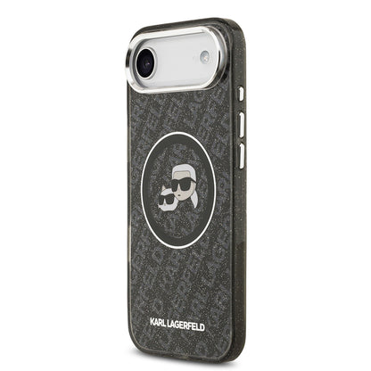 iPhone 17 Air Kılıf Karl Lagerfeld Orjinal Lisanslı Parlayan Simli Karl & Choupette Heads Kapak